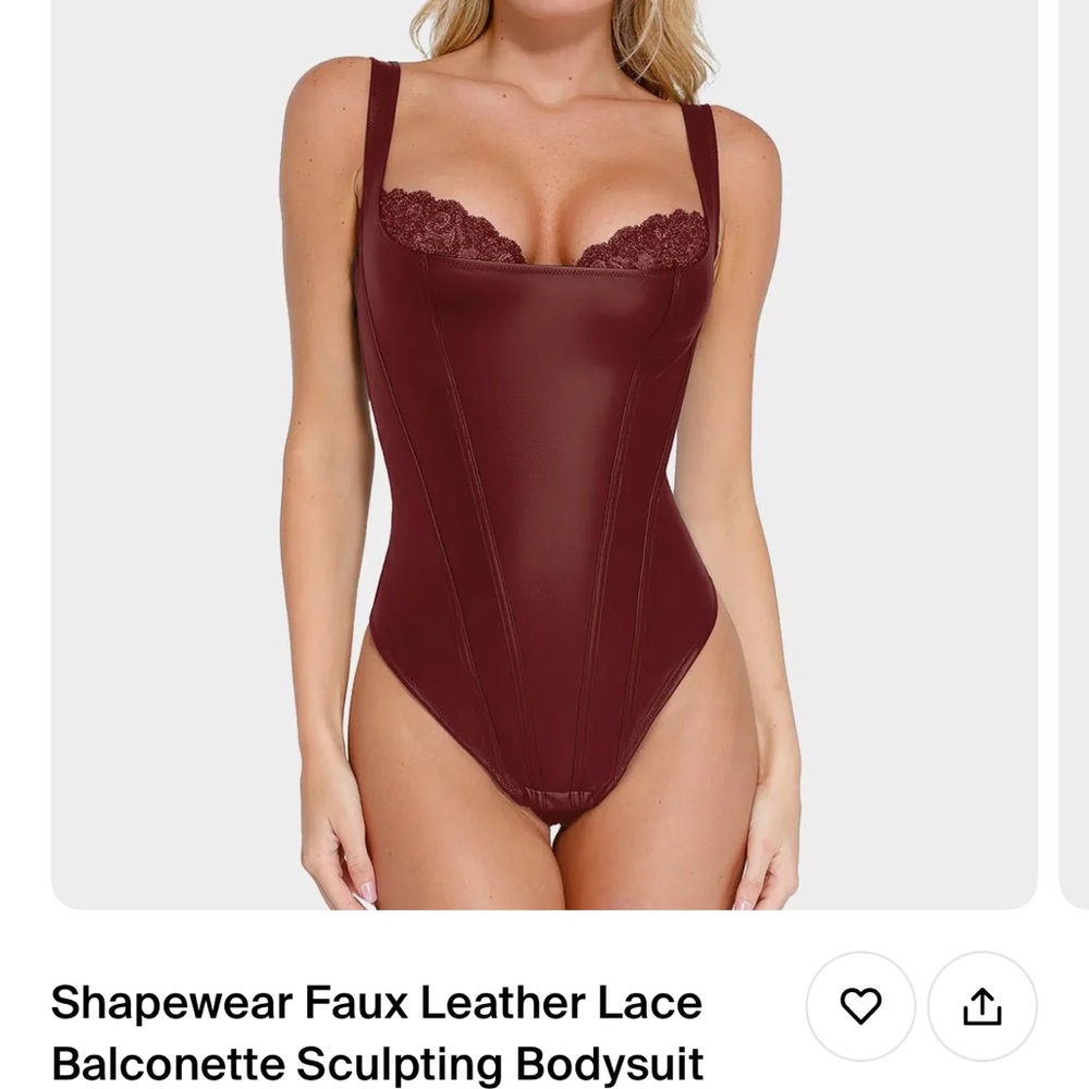Faux Leather Lace Balconette Bodysuit